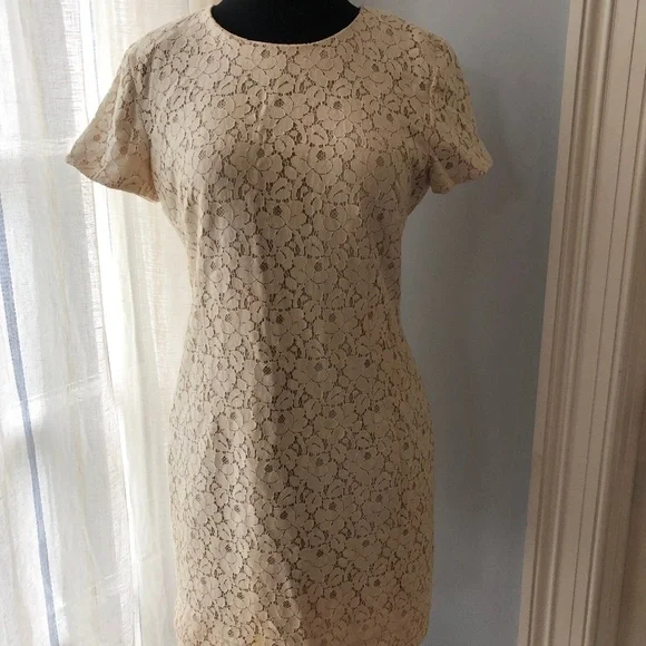 chinese dress ladies Cream Crochet Lace 3/4 Sleeve Mini Dress main image 1